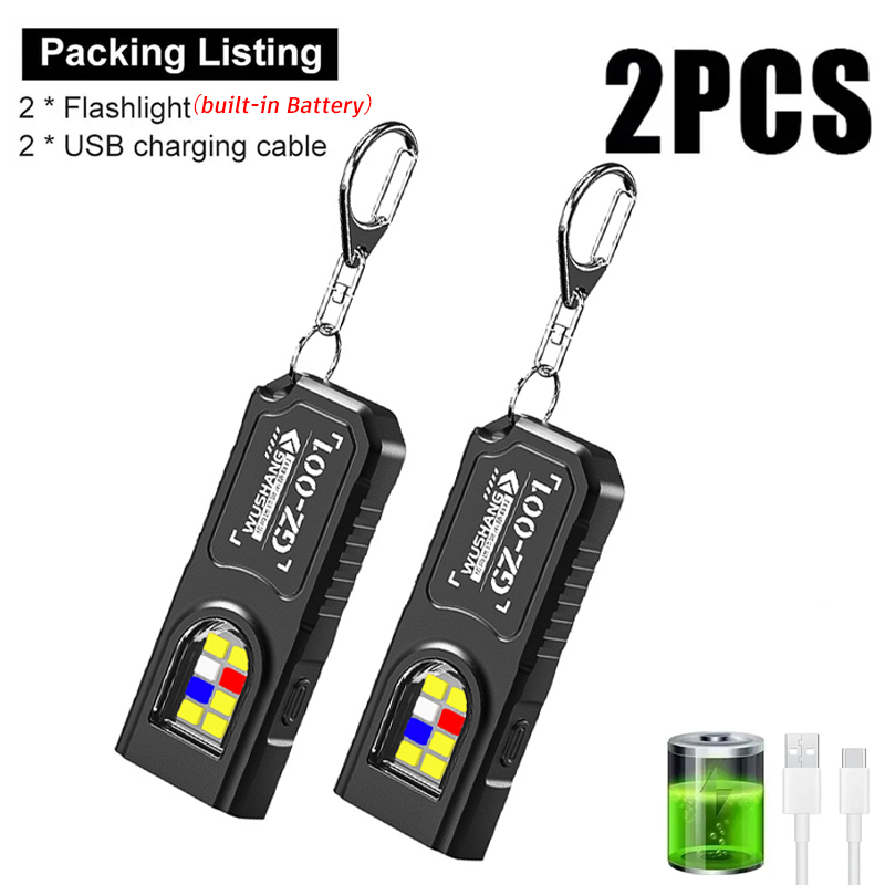 Camping Lantern - Multifunctional Keychain Flashlight USB Rechargeable Mini