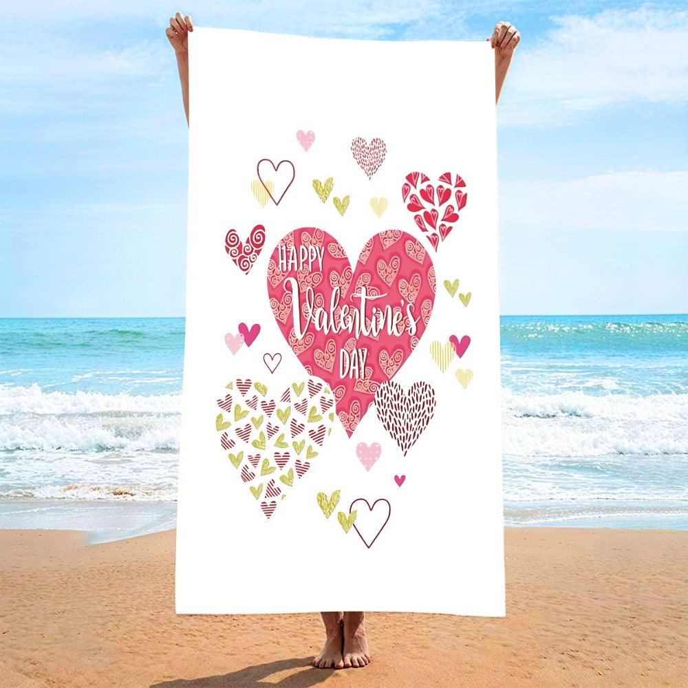 Camp Towel Microfiber - Heart Symbol Bath Towel 27x55inch Beach
