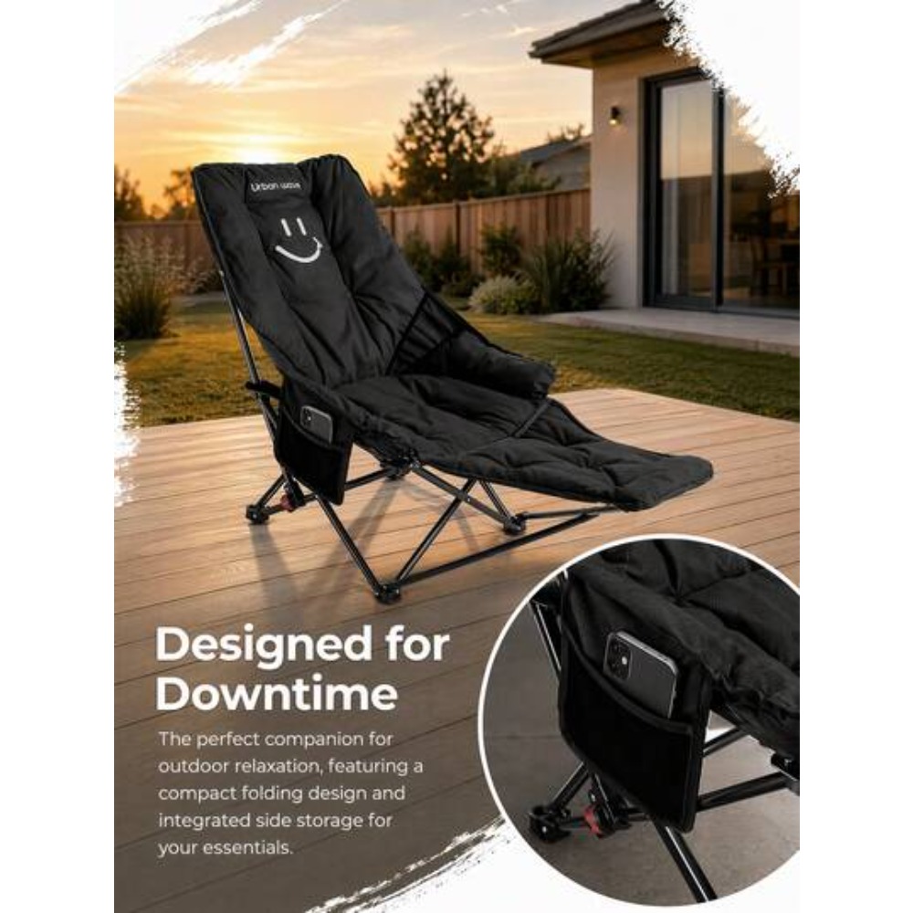 Outdoor Camping Recliner - 2-In-1 Reclining Camping Chair with Footrest